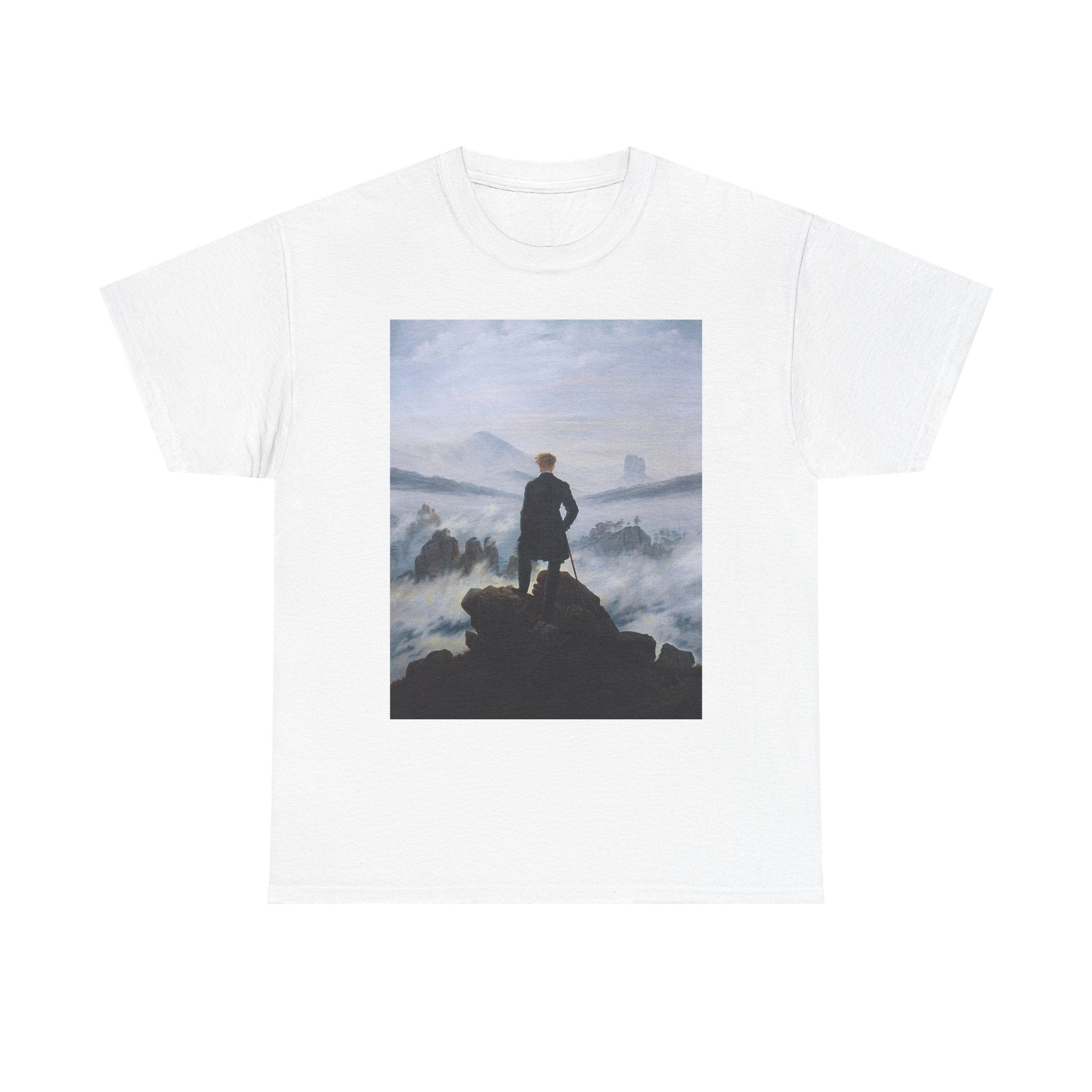 Unisex Cotton Tee | Wanderer above the Sea of Fog - Caspar David Friedrich