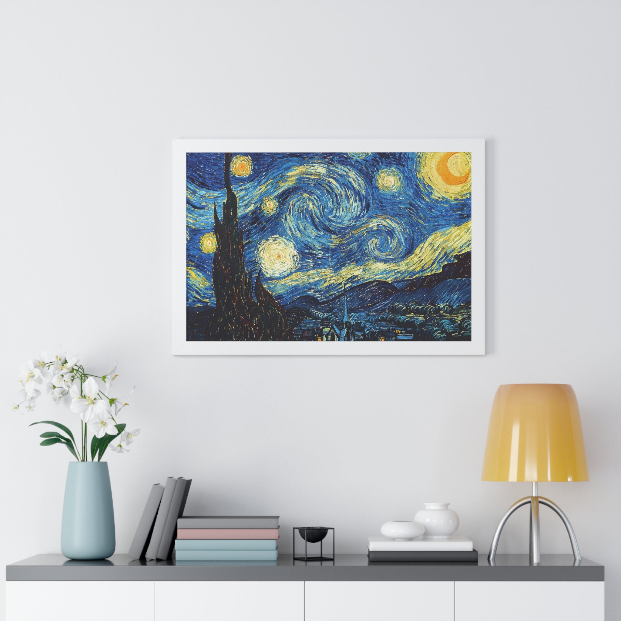 Starry Night Framed Poster, Wall Art Decoration, Home Decor, Gift for Art Lovers, Vincent Van Gogh