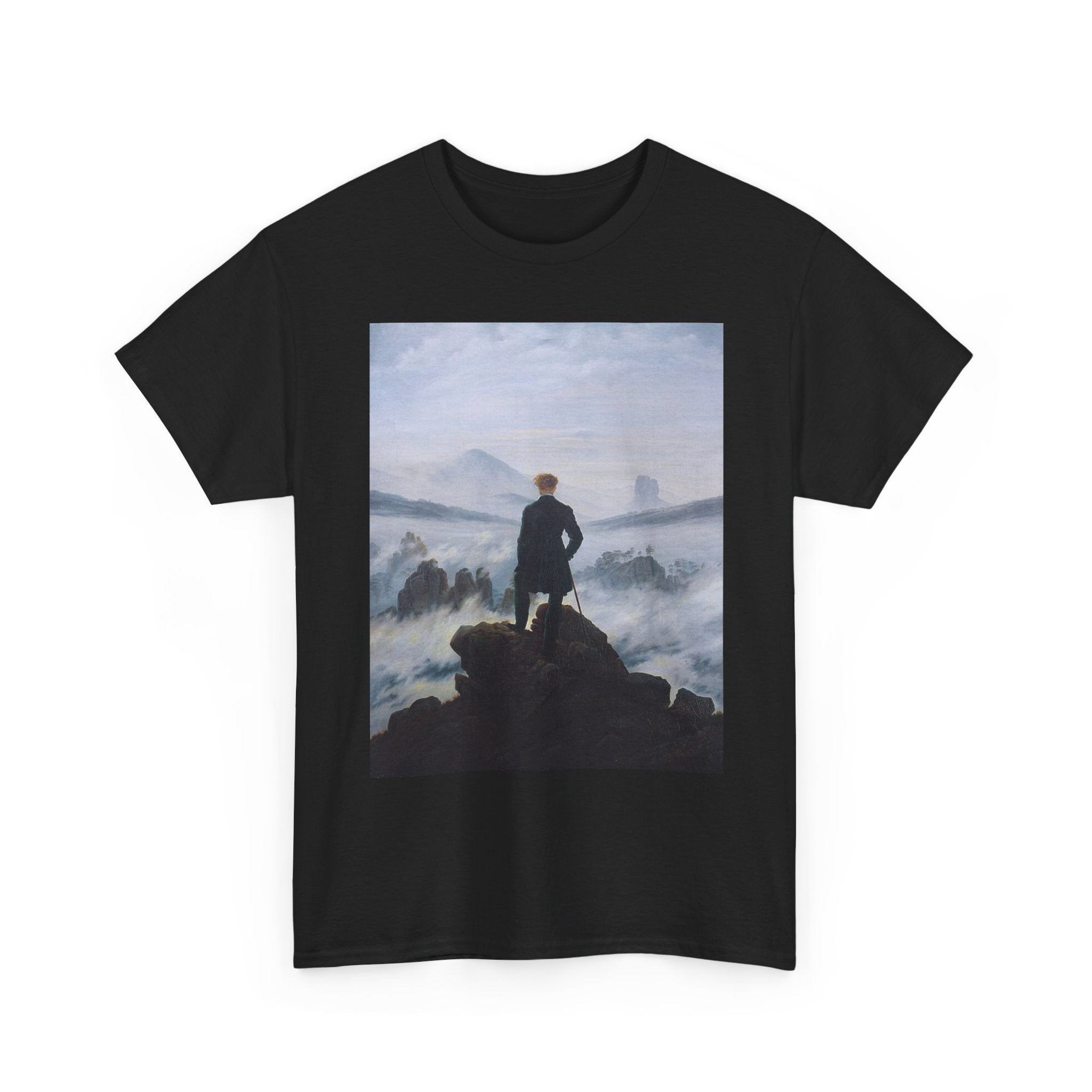 Unisex Cotton Tee | Wanderer above the Sea of Fog - Caspar David Friedrich