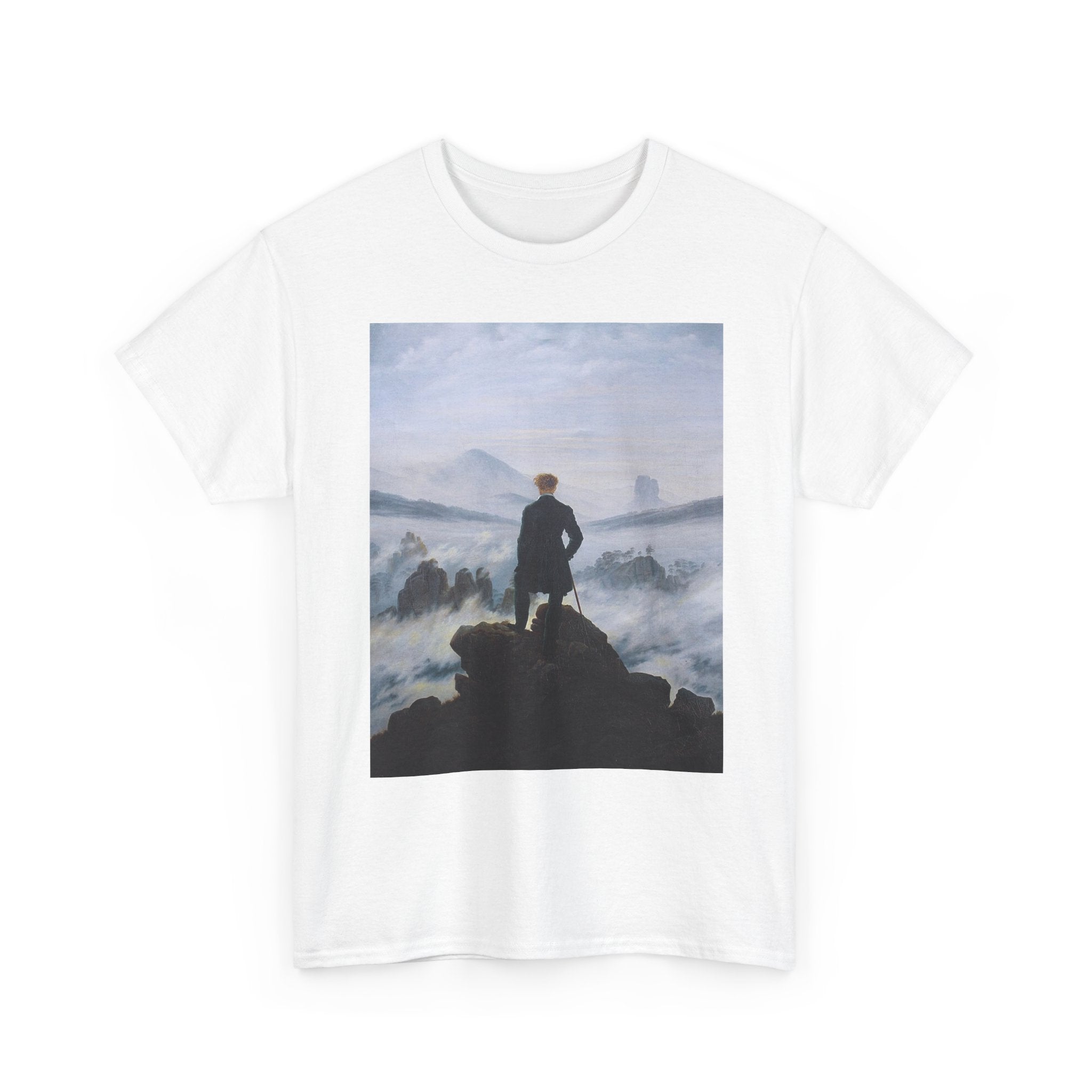 Unisex Cotton Tee | Wanderer above the Sea of Fog - Caspar David Friedrich