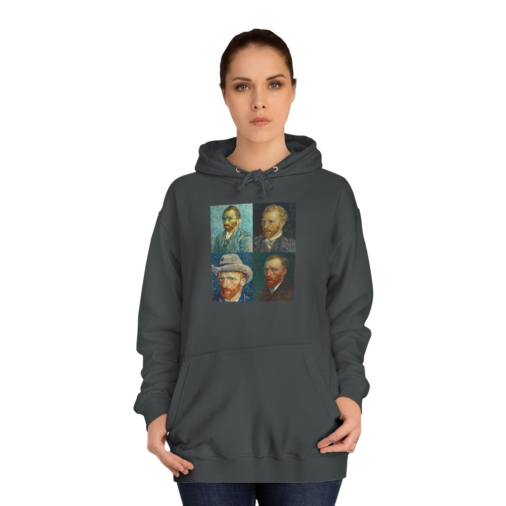 Artistic Unisex College Hoodie with Vintage Portraits, Perfect for Students, Unique Gift, Artsy Apparel, Cozy Fashion, College Spirit