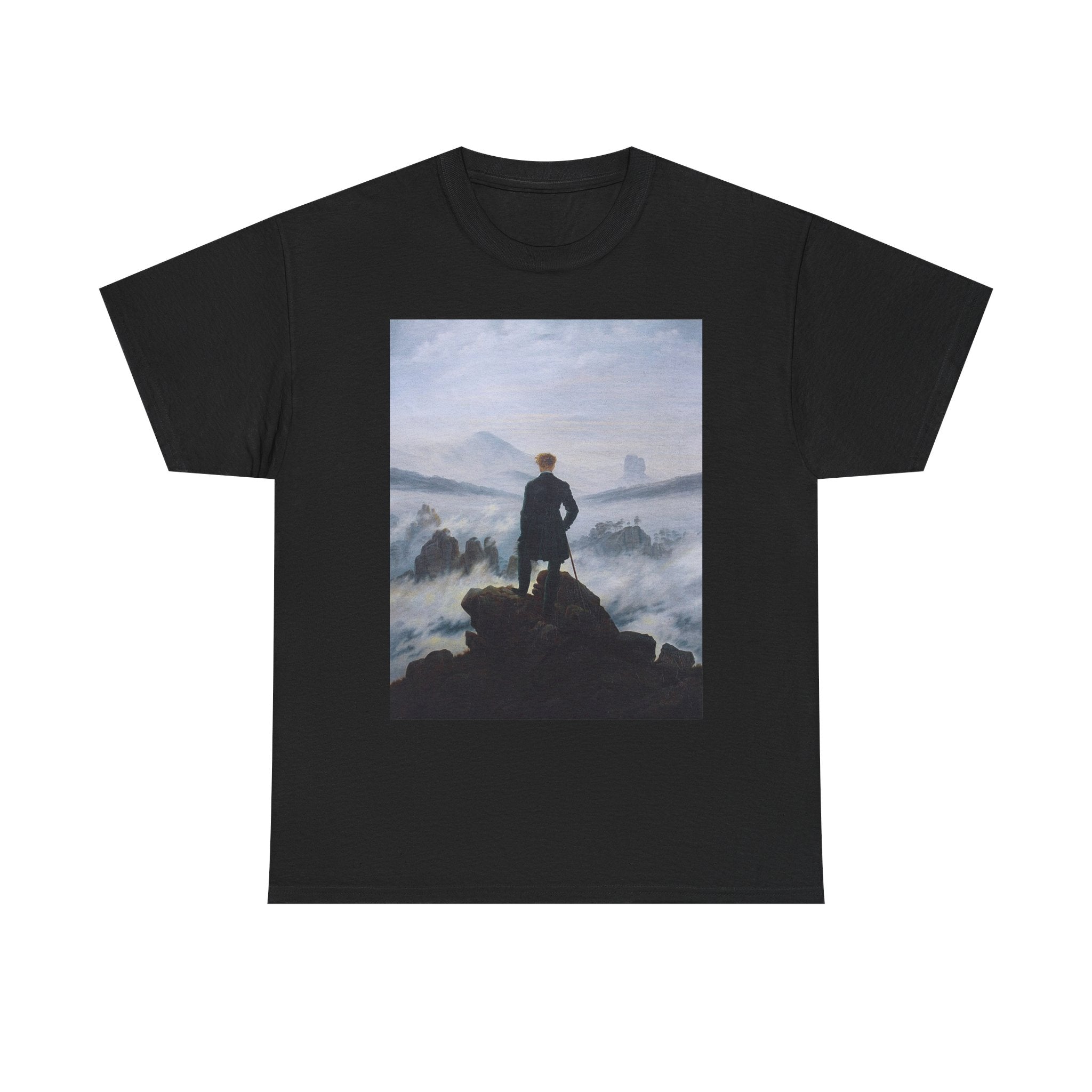 Unisex Cotton Tee | Wanderer above the Sea of Fog - Caspar David Friedrich