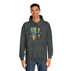 Artistic Unisex College Hoodie with Vintage Portraits, Perfect for Students, Unique Gift, Artsy Apparel, Cozy Fashion, College Spirit