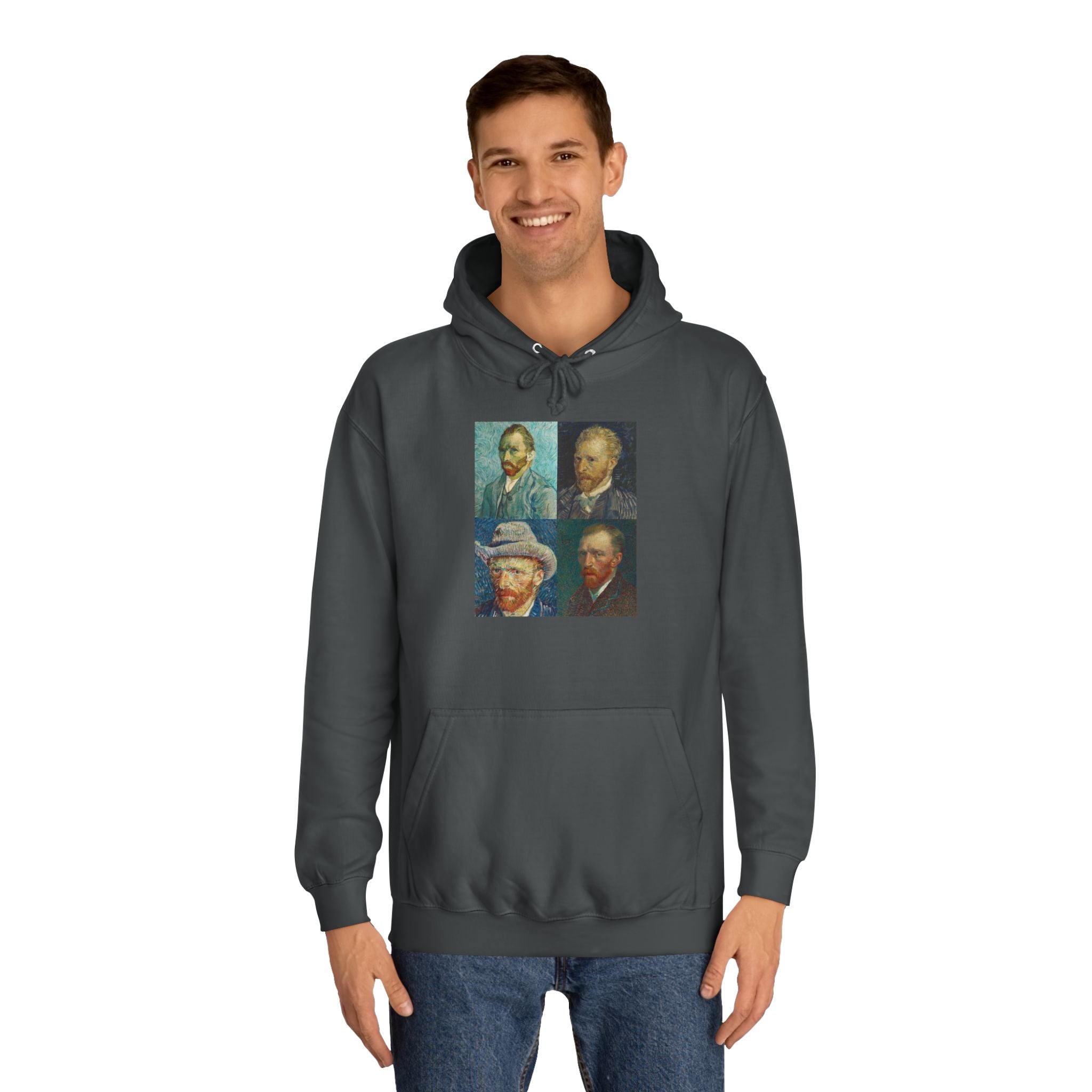 Artistic Unisex College Hoodie with Vintage Portraits, Perfect for Students, Unique Gift, Artsy Apparel, Cozy Fashion, College Spirit