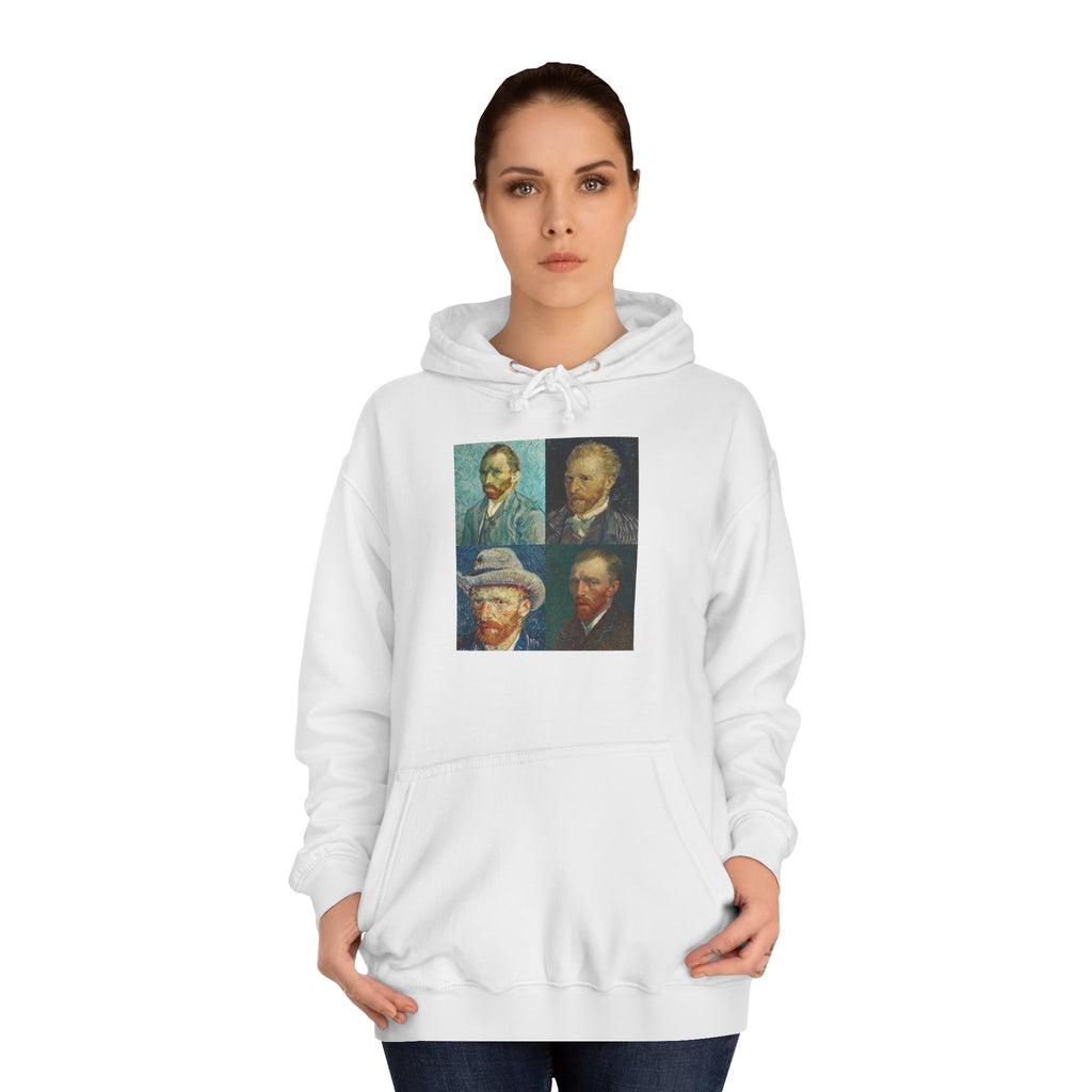 Artistic Unisex College Hoodie with Vintage Portraits, Perfect for Students, Unique Gift, Artsy Apparel, Cozy Fashion, College Spirit