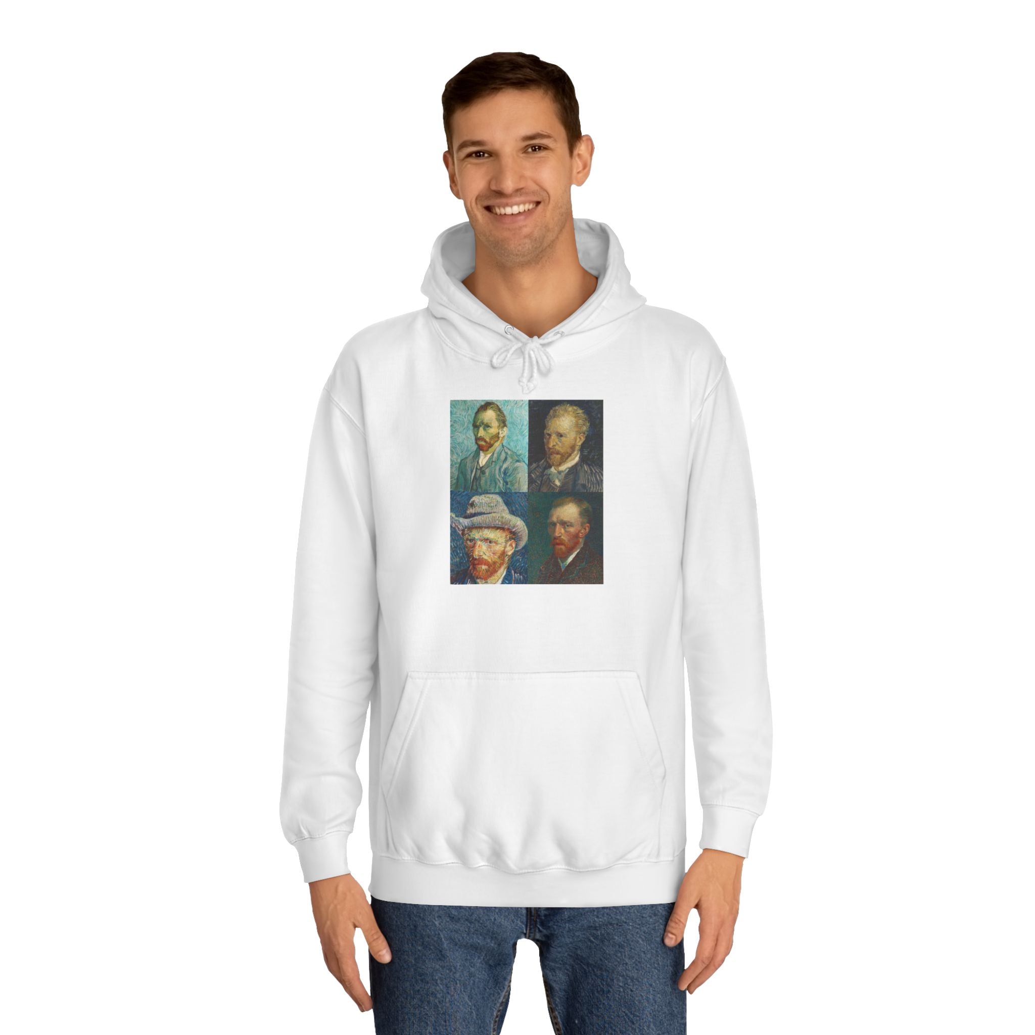 Artistic Unisex College Hoodie with Vintage Portraits, Perfect for Students, Unique Gift, Artsy Apparel, Cozy Fashion, College Spirit