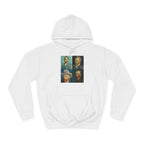 Artistic Unisex College Hoodie with Vintage Portraits, Perfect for Students, Unique Gift, Artsy Apparel, Cozy Fashion, College Spirit