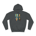 Artistic Unisex College Hoodie with Vintage Portraits, Perfect for Students, Unique Gift, Artsy Apparel, Cozy Fashion, College Spirit