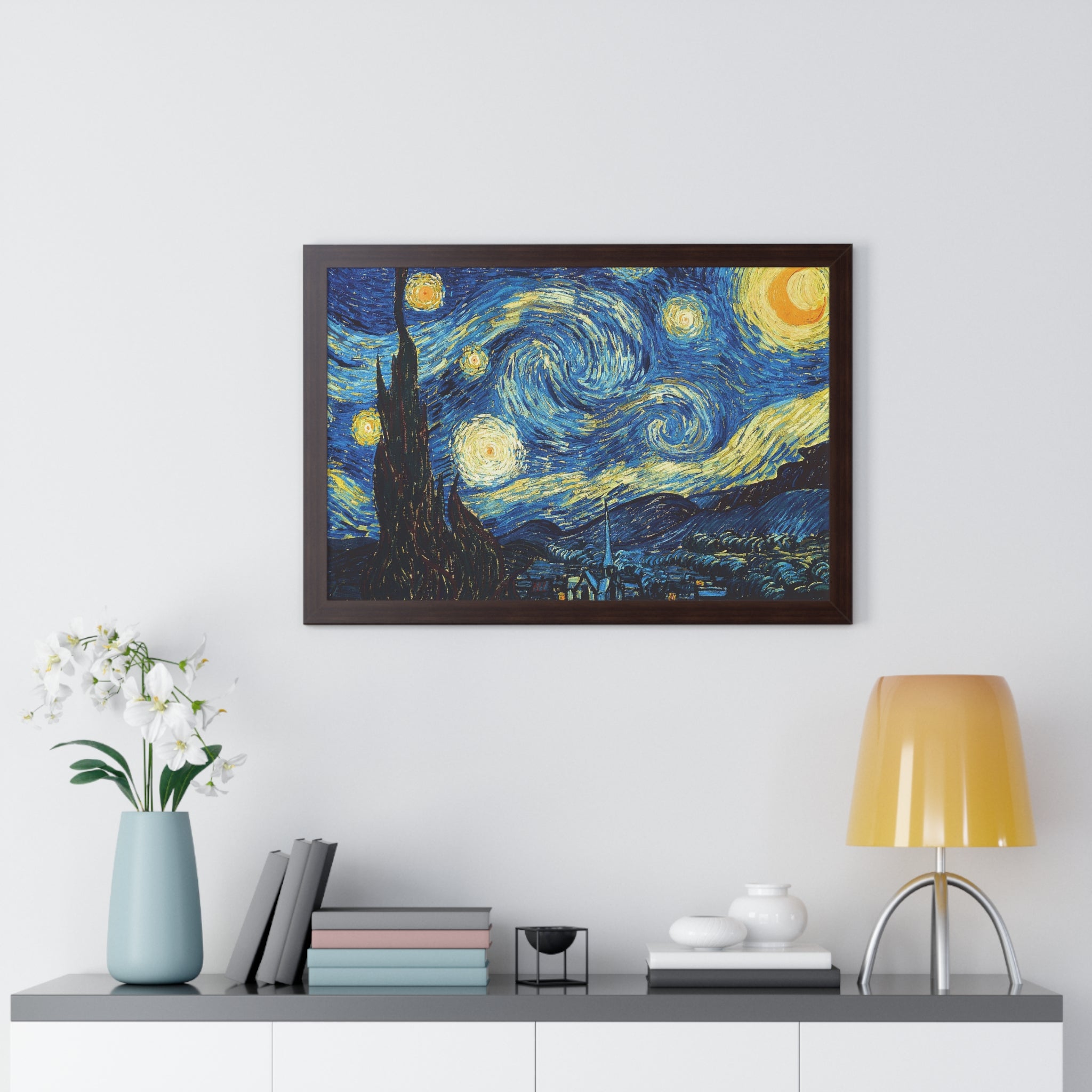 Starry Night Framed Poster, Wall Art Decoration, Home Decor, Gift for Art Lovers, Vincent Van Gogh