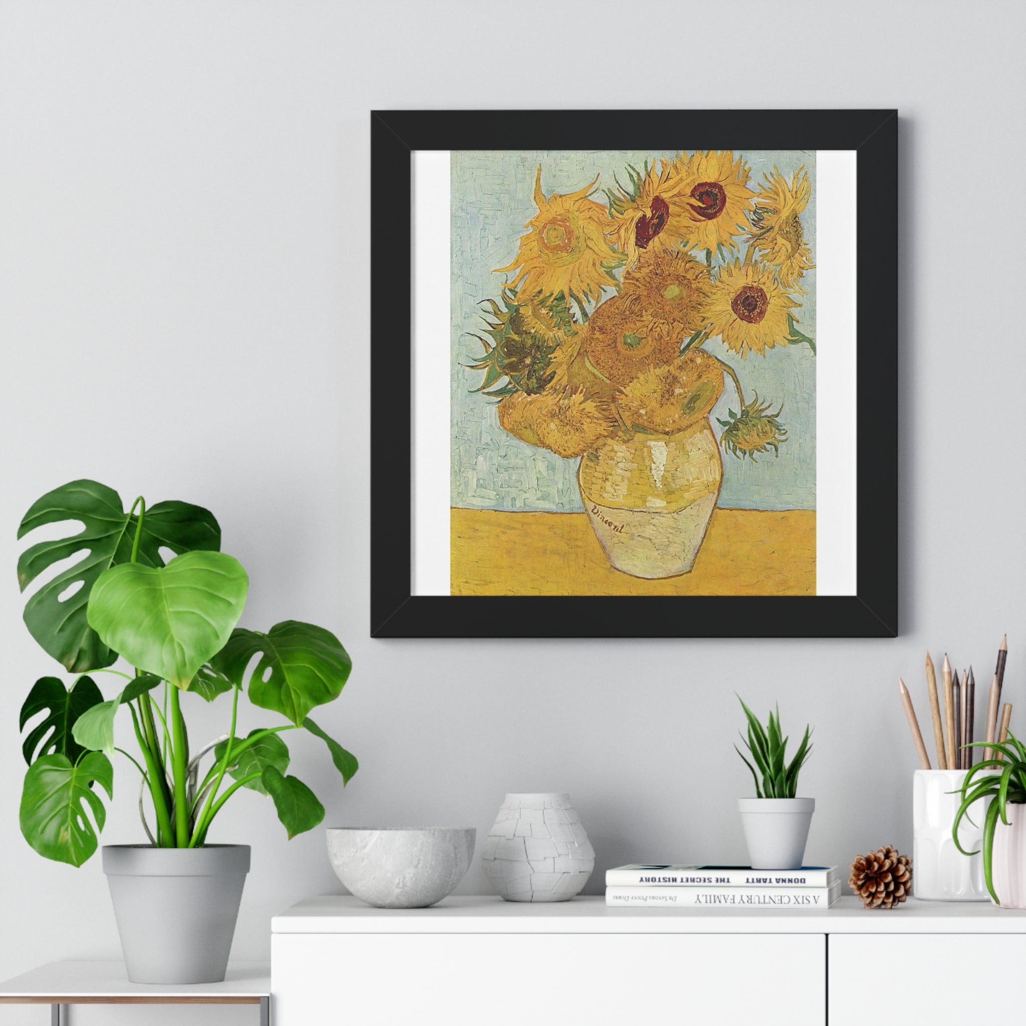 Framed Van Gogh Sunflower Poster, Floral Wall Art, Home Decor, Gift for Art Lovers, Vintage Print