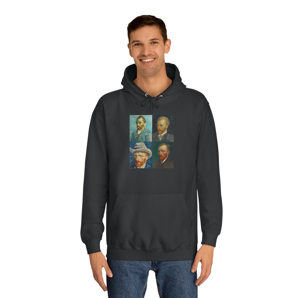 Artistic Unisex College Hoodie with Vintage Portraits, Perfect for Students, Unique Gift, Artsy Apparel, Cozy Fashion, College Spirit