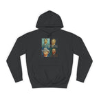 Artistic Unisex College Hoodie with Vintage Portraits, Perfect for Students, Unique Gift, Artsy Apparel, Cozy Fashion, College Spirit