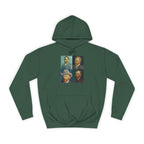 Artistic Unisex College Hoodie with Vintage Portraits, Perfect for Students, Unique Gift, Artsy Apparel, Cozy Fashion, College Spirit