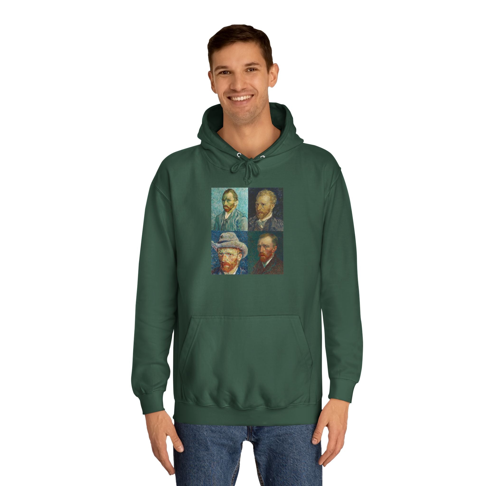 Artistic Unisex College Hoodie with Vintage Portraits, Perfect for Students, Unique Gift, Artsy Apparel, Cozy Fashion, College Spirit